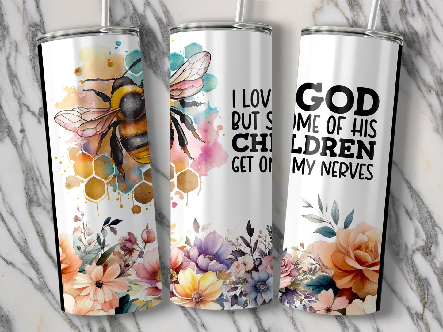 Inspirational Floral Bumblebee Tumblers product type