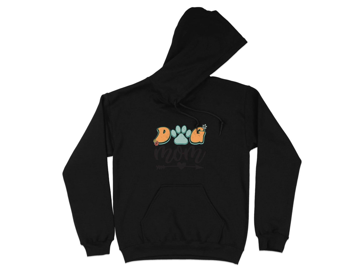 Dog Mom Retro Design Flower And Heart Arrow Graphic Hoodie - Design & Vybe