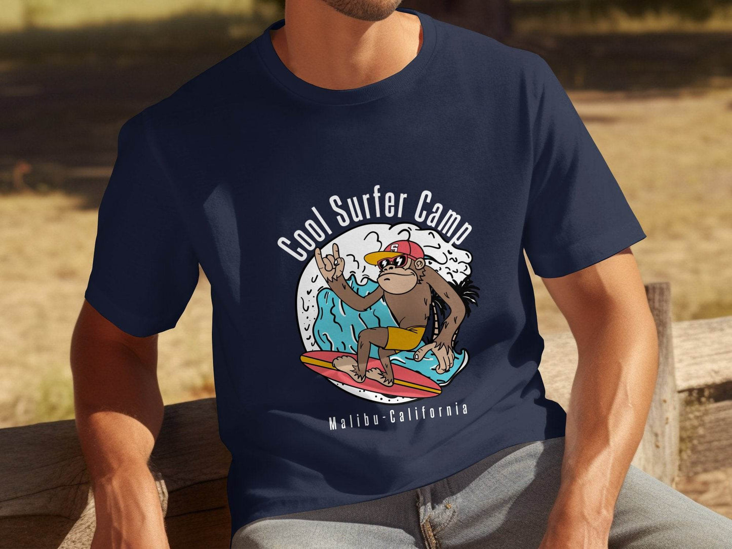 Cool Surfing Monkey Graphic Print Casual T-Shirt - Design & Vybe