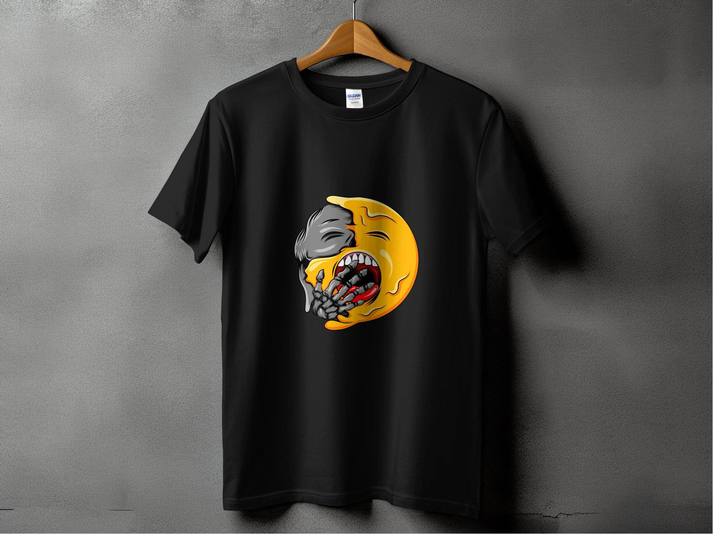 Zombie Emoji Biting Skeleton Hand Illustration T-Shirt - Design & Vybe