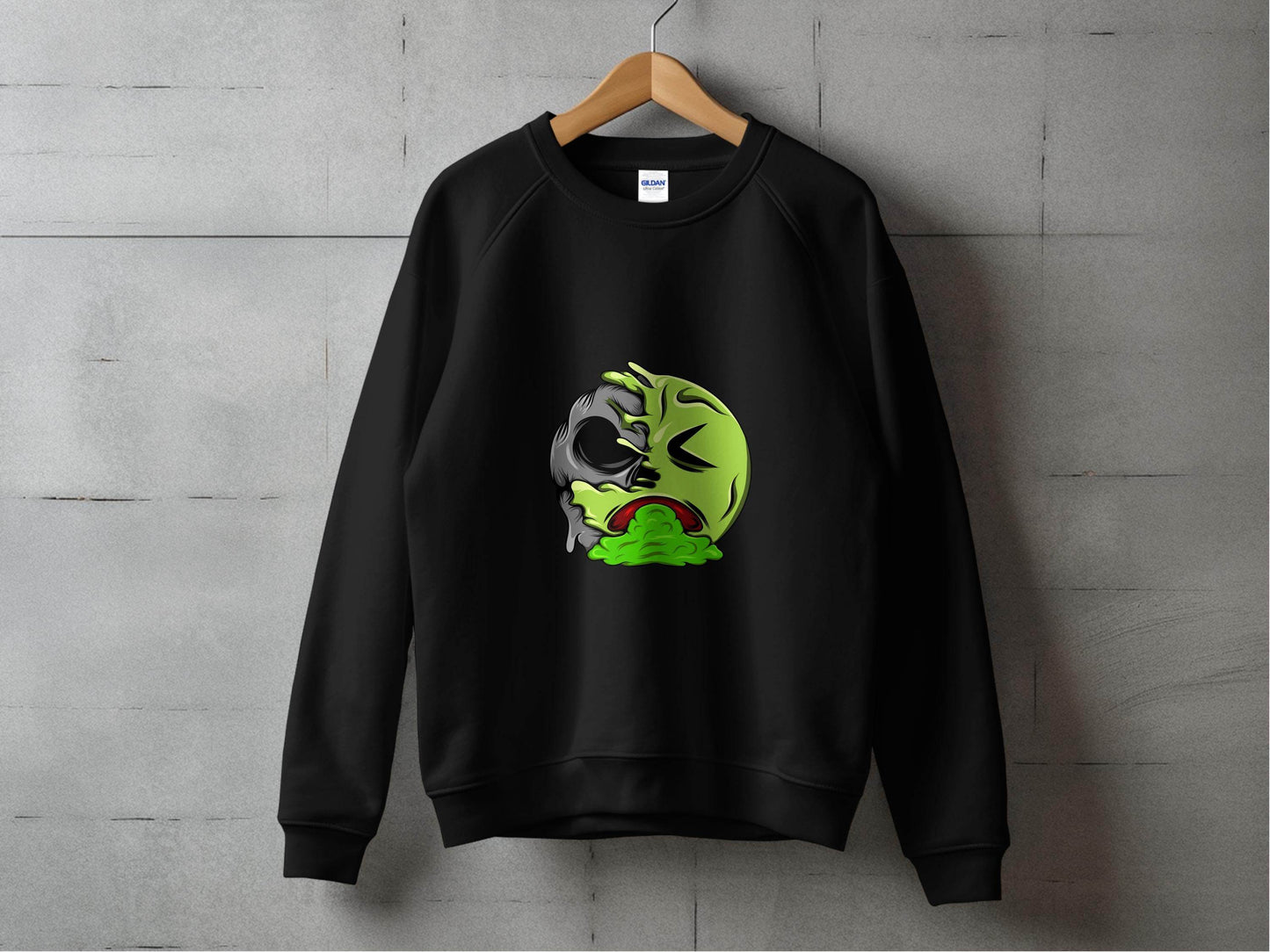 Half Zombie Half Emoji Graphic Design Illustration Sweater - Design & Vybe