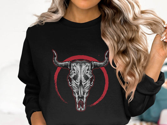 Longhorn Skull Art Graphic Sweater - Design & Vybe