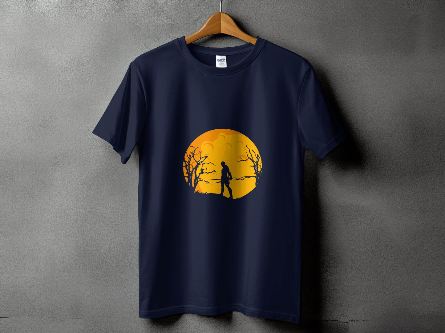 Silhouette Knight Under Yellow Moon Unique Style T-Shirt - Design & Vybe