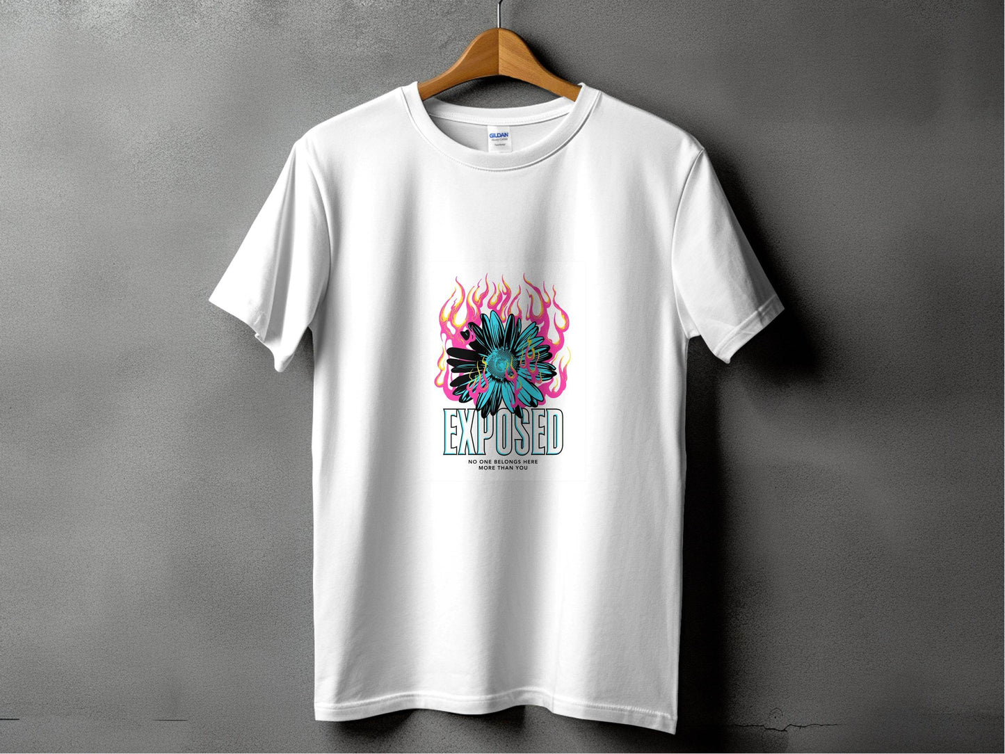 Exposed Flower With Pink Flames Graphic T-Shirt - Design & Vybe