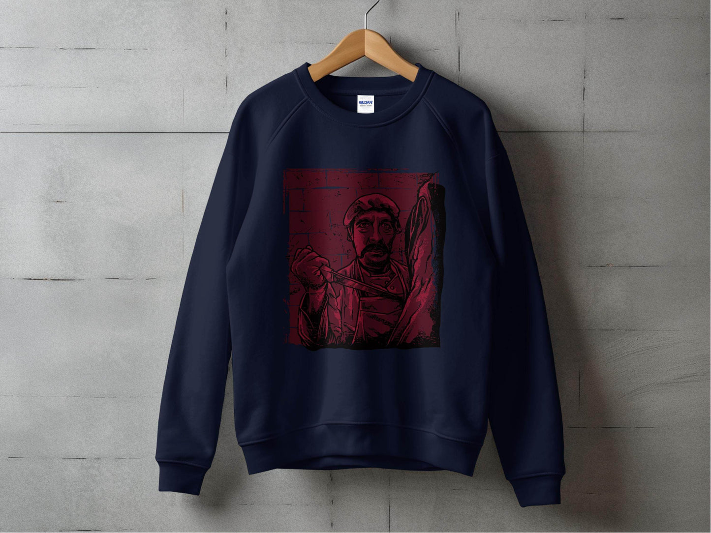 Vintage Butcher with Intense Gaze Graphic Sweater - Design & Vybe