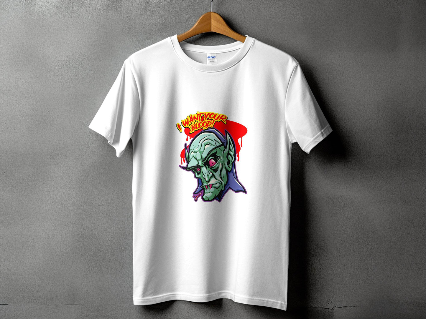 I Want Your Blood Vampire Head Horror Graphic T-Shirt - Design & Vybe