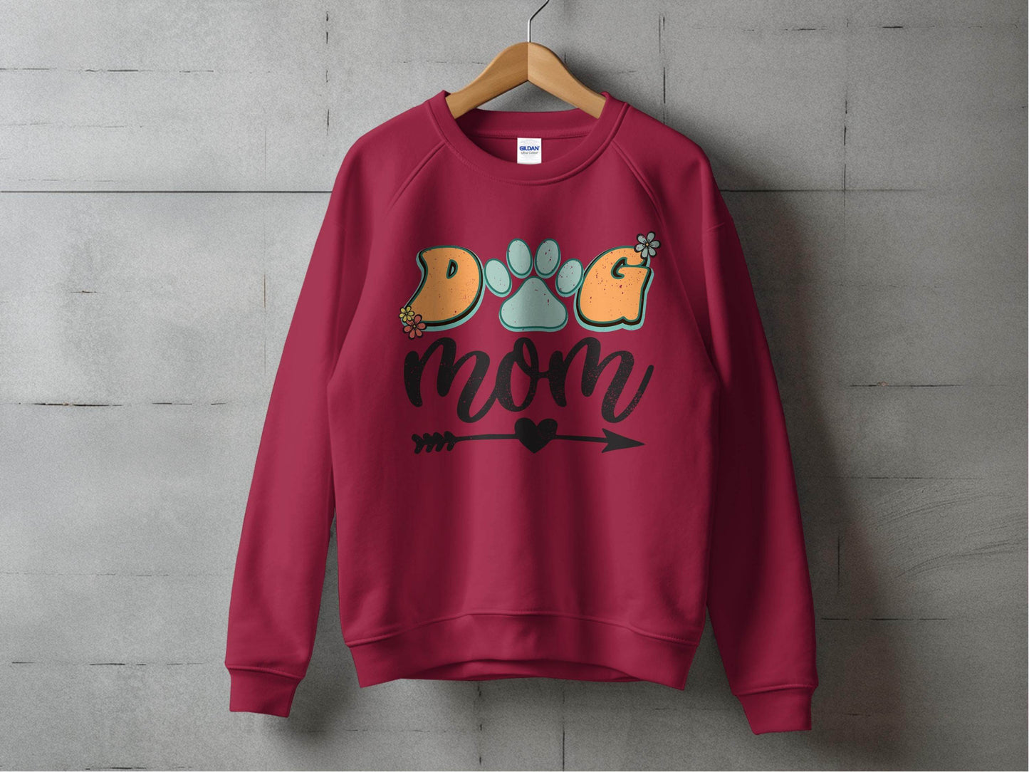Dog Mom Retro Design Flower And Heart Arrow Graphic Sweater - Design & Vybe