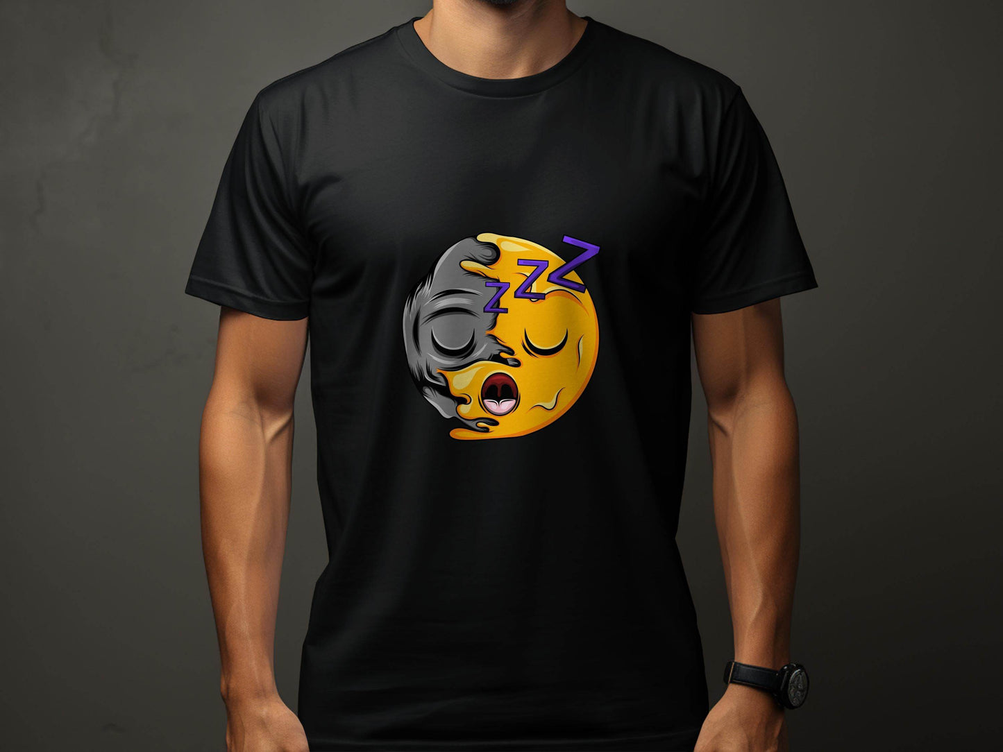 Tired Cartoon Character with Snoozing ZZZ Symbols T-Shirt - Design & Vybe