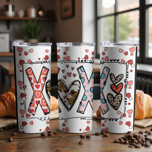 Cute XOXO Hearts Patterned Valentine's Day for Lovers Tumbler - Design & Vybe