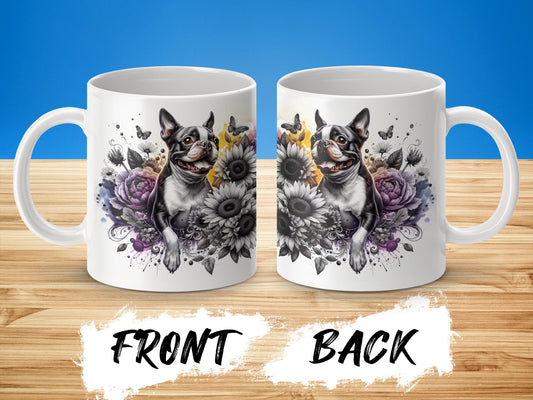 Colorful Dog with Floral Background Design Mug product