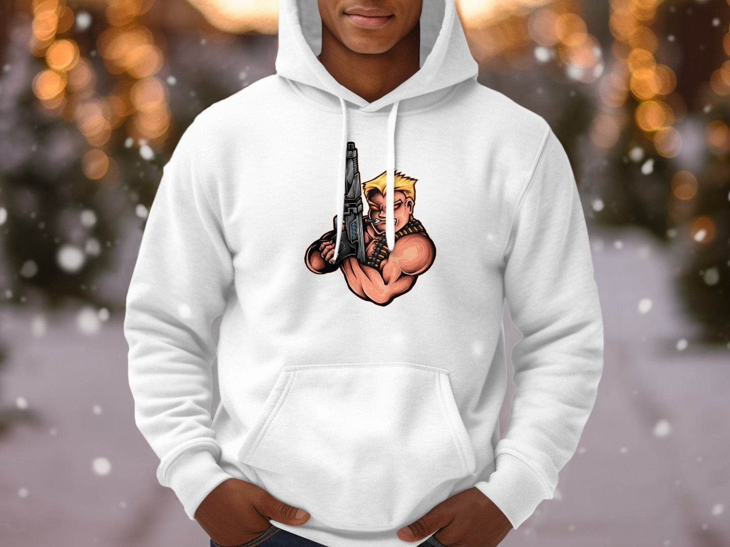 Fierce Cartoon Character with Gun Design Hoodie - Design & Vybe