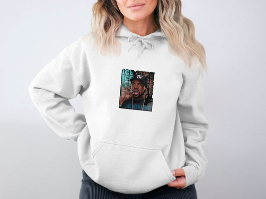 Ice Cube Smoking Cigar with Chain Portrait Art Hoodie - Design & Vybe