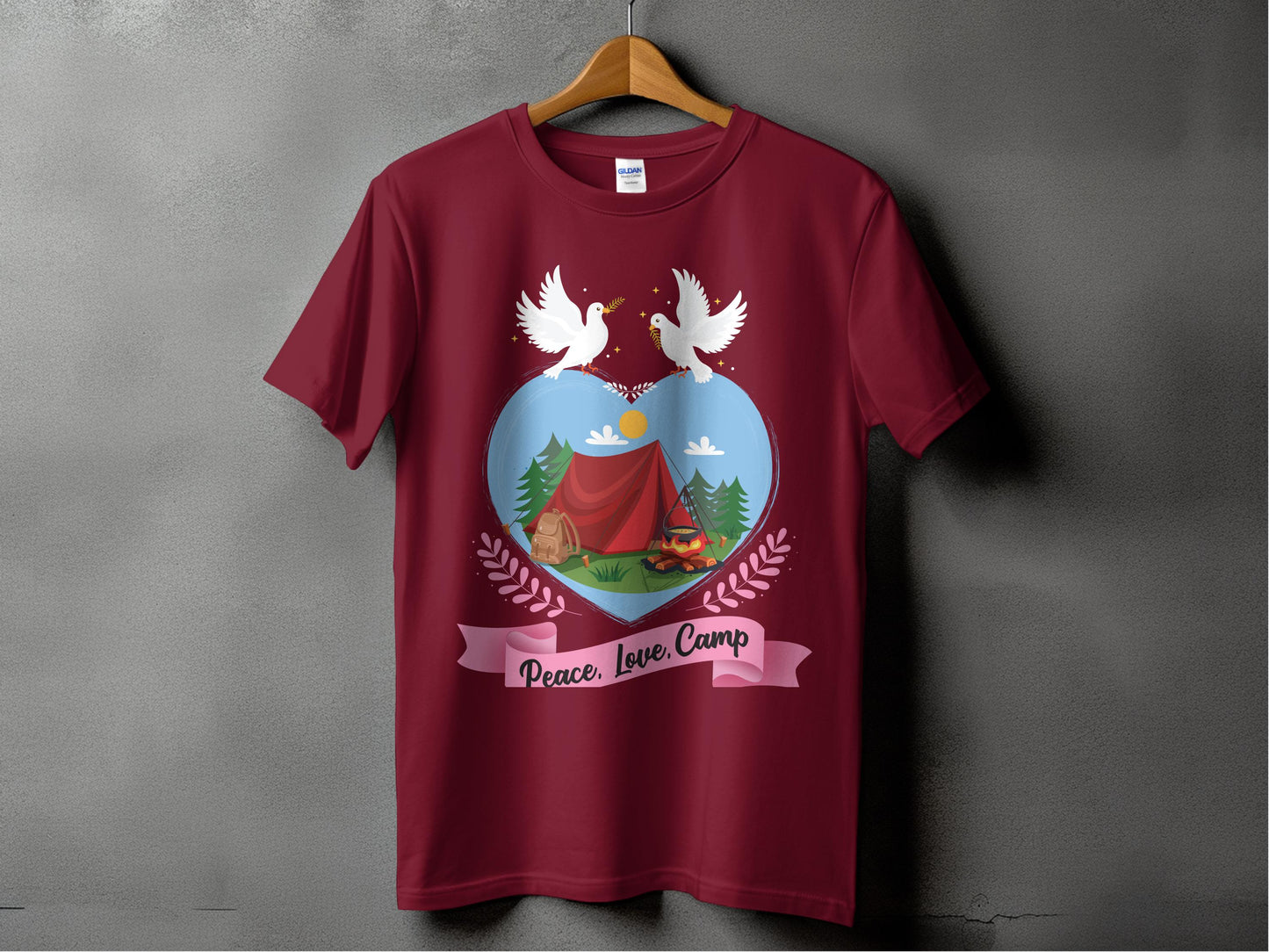 Peace Love Camp graphic design T-shirt product