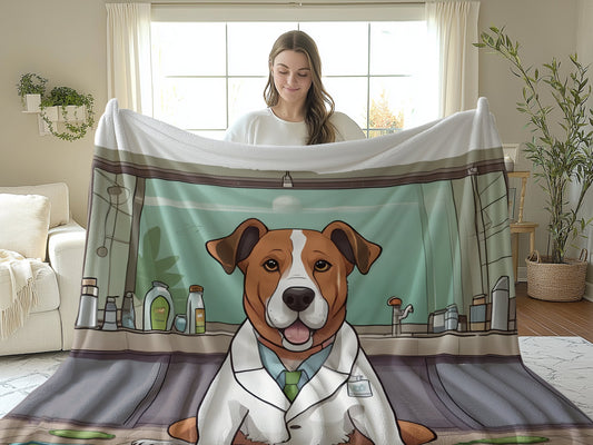 Adorable Scientist Dog Printed Blanket product