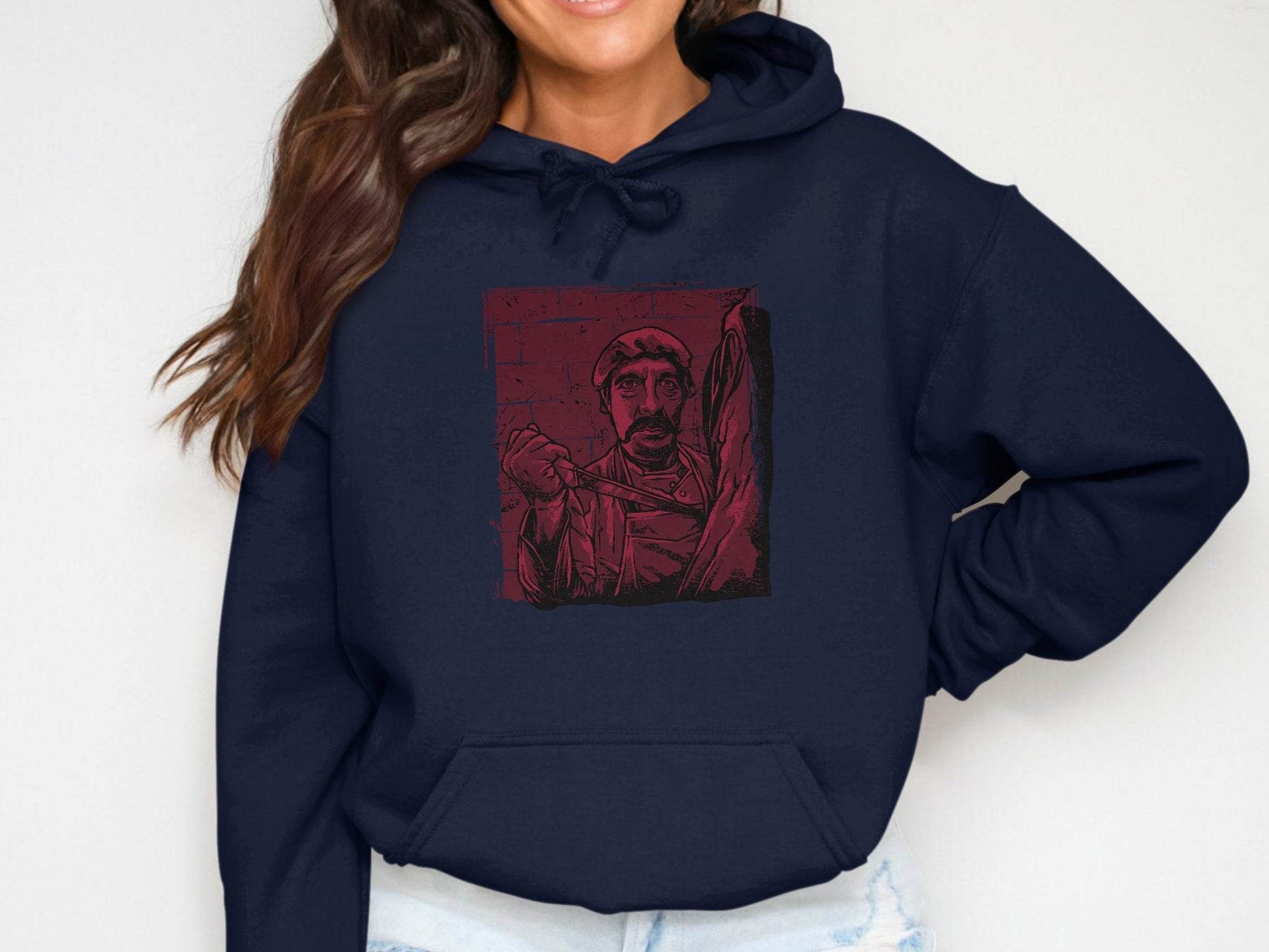 Vintage Butcher with Intense Gaze Graphic Hoodie - Design & Vybe