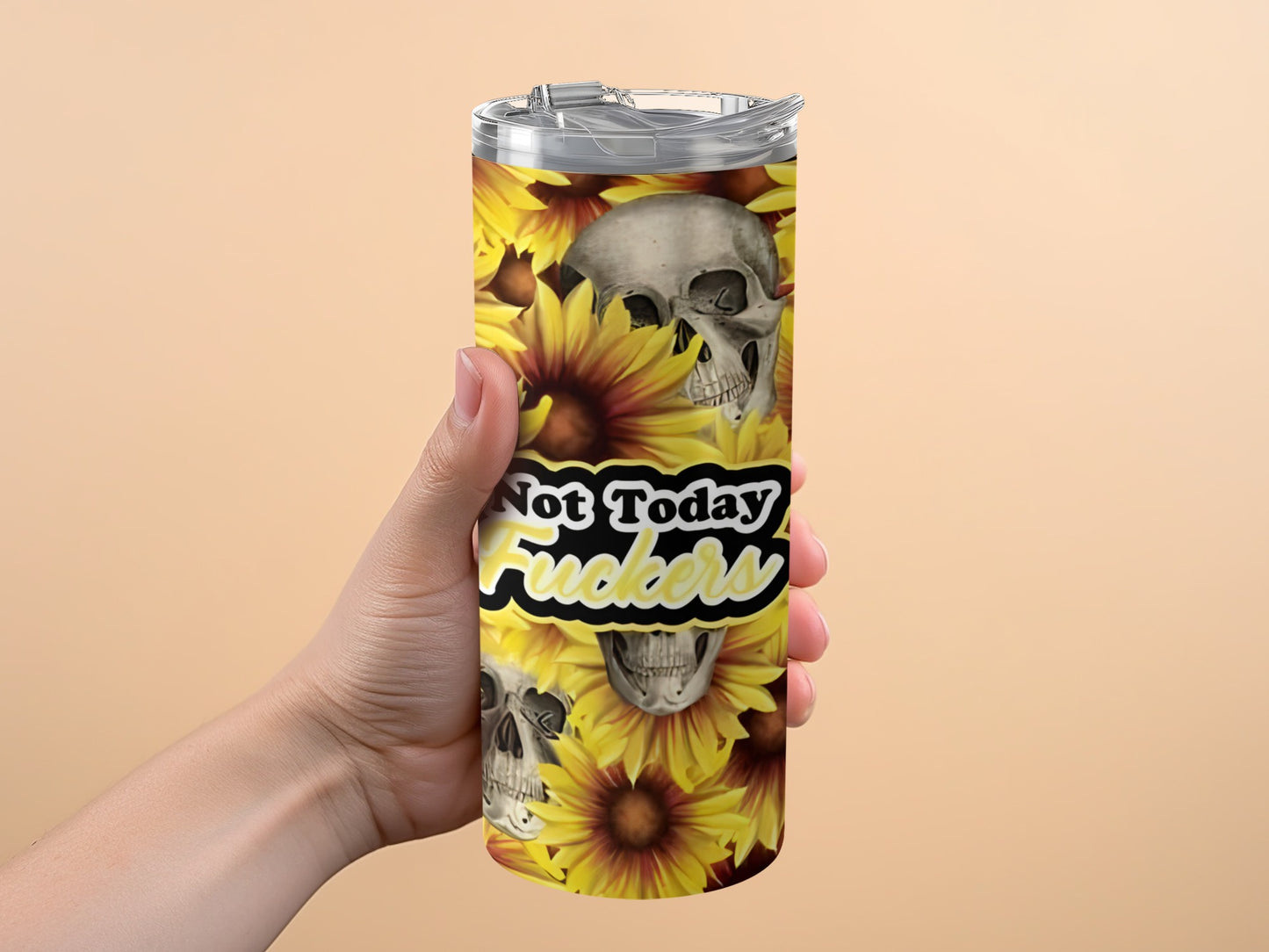 Not Today F***ers Skull and Sunflower Tumbler product