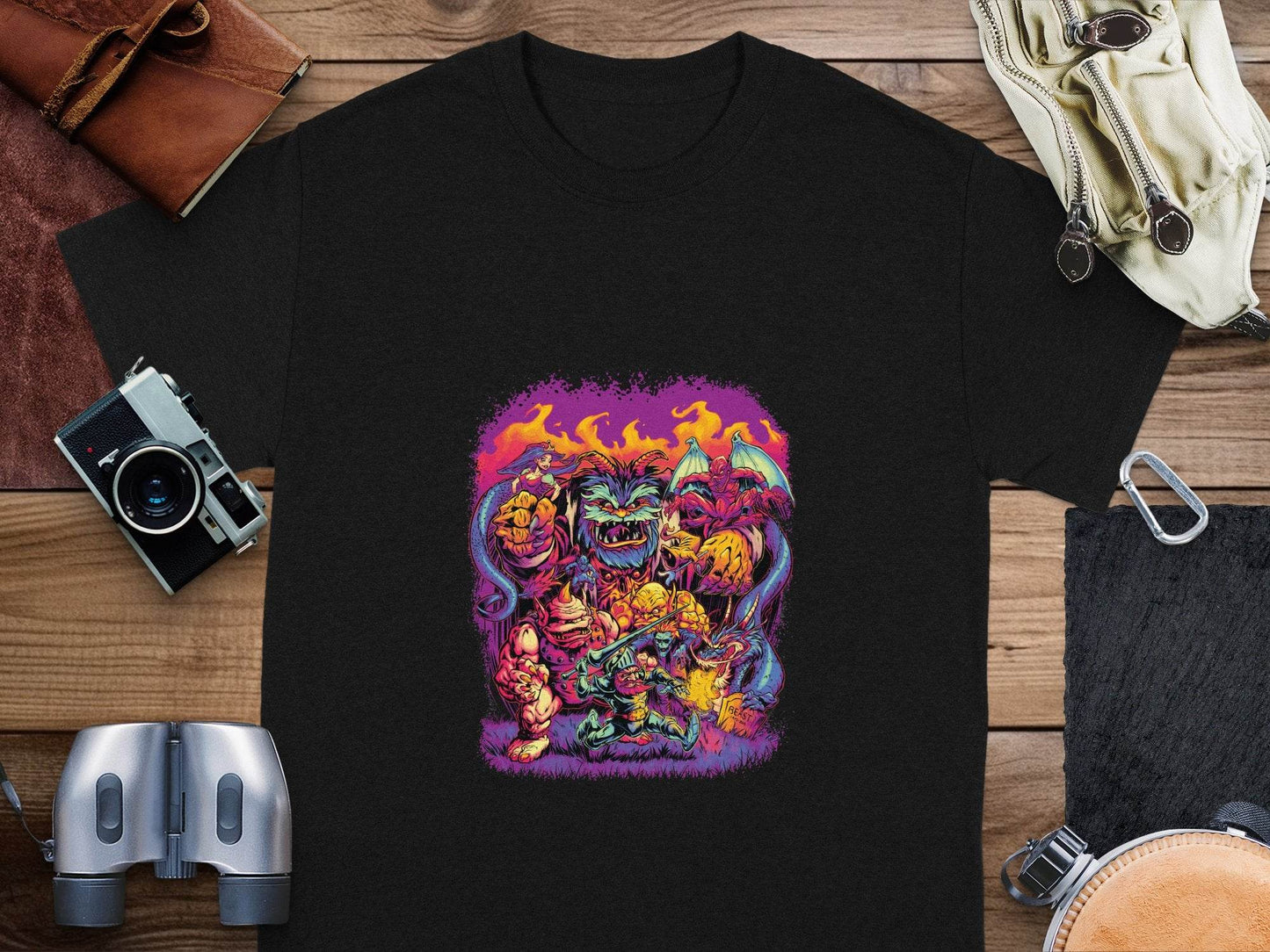 Epic Fantasy Illustration Featuring Fearsome Creatures T-Shirt - Design & Vybe