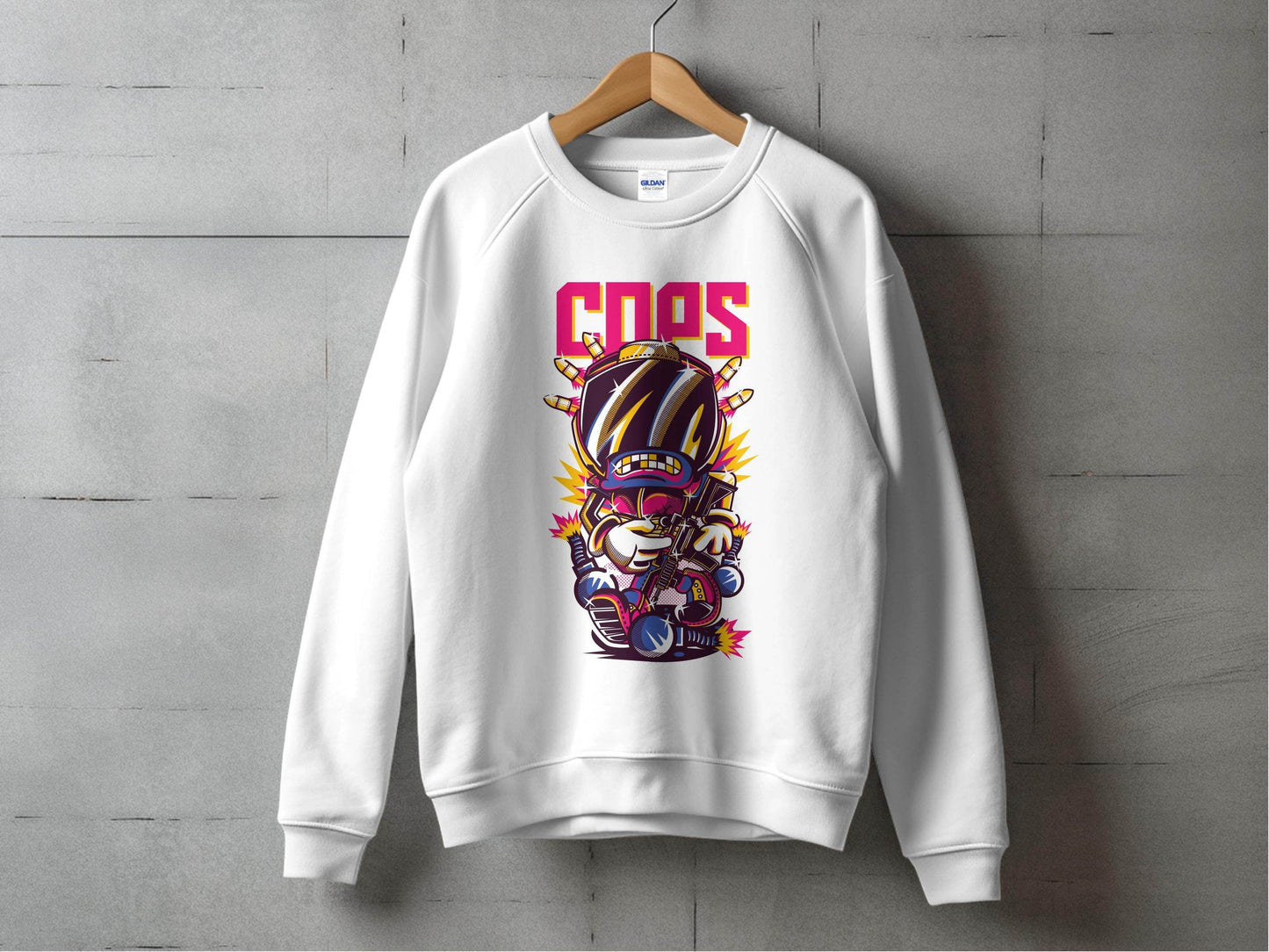 COPS Cartoon Character With Gun For Enthusiasts Sweater - Design & Vybe
