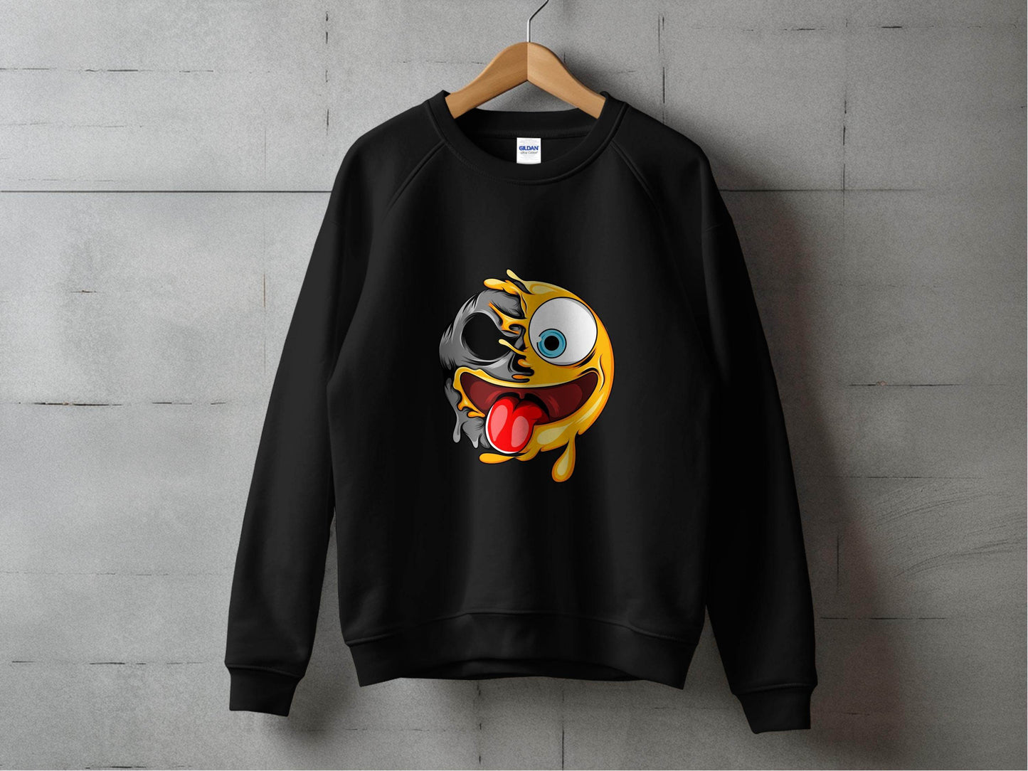 Skull And Emoji Face Combination Funky Design Sweater - Design & Vybe