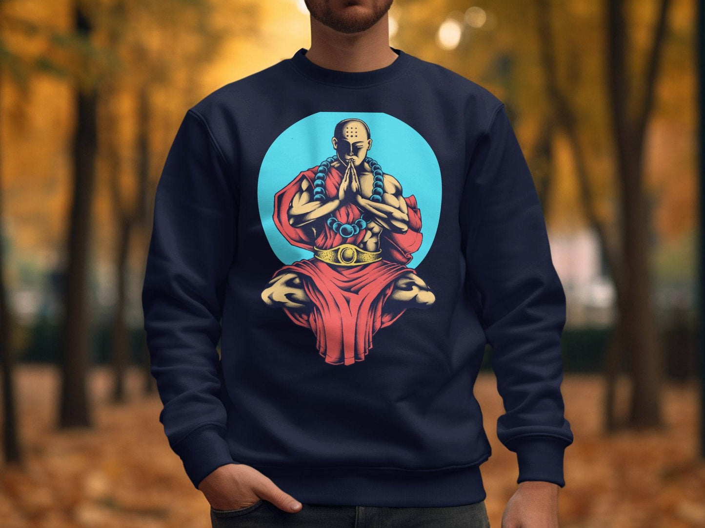 Inner Peace Meditating Monk Art Comfort Sweater - Design & Vybe