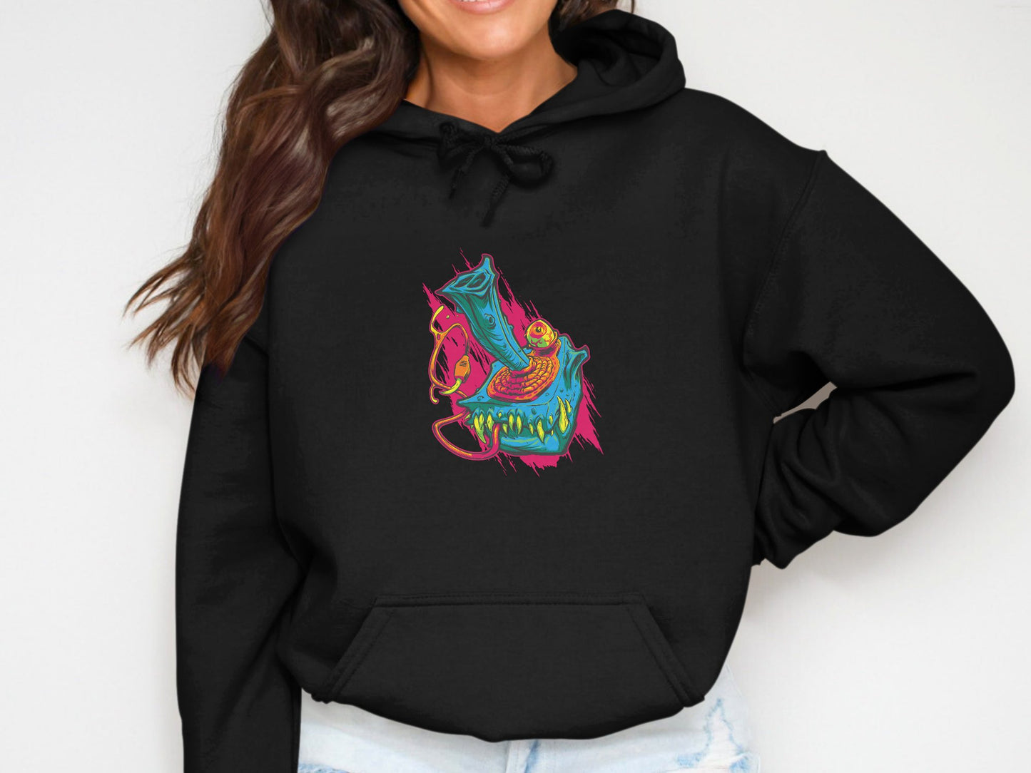 Colorful Funky Design Black Hoodie product