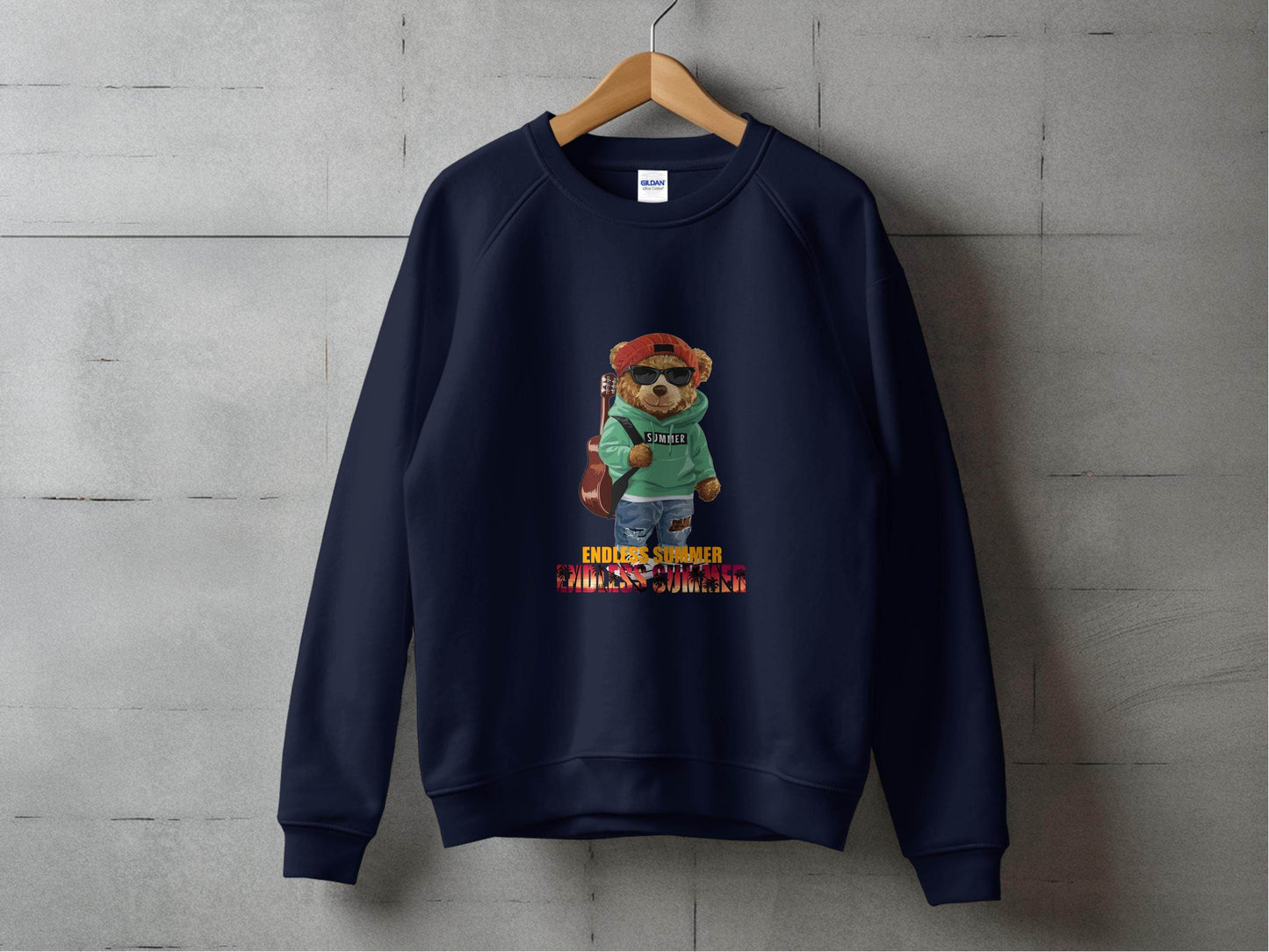 Summer Bear with Guitar Endless Summer Graphic Sweater - Design & Vybe