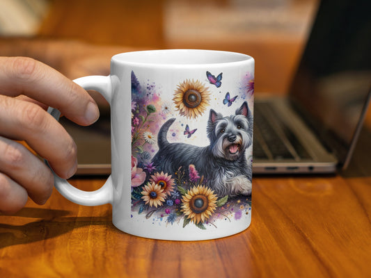 Floral Cute Dog with Sunflowers and Butterflies product type