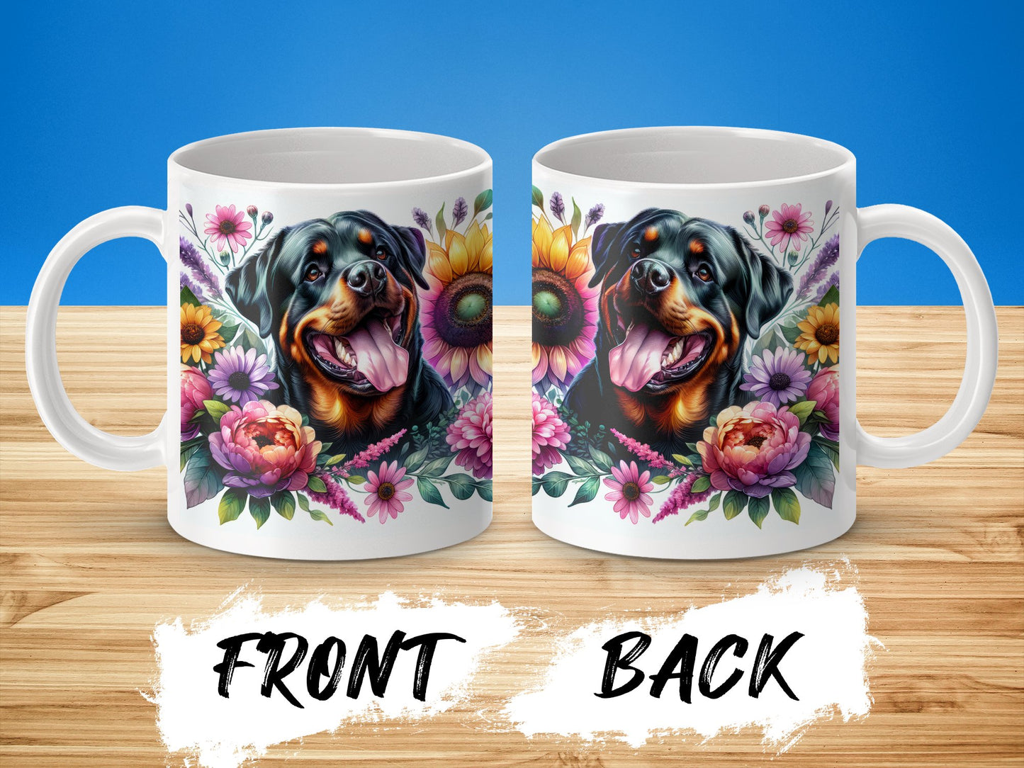 Rottweiler Floral Print Stylish Coffee Mug product