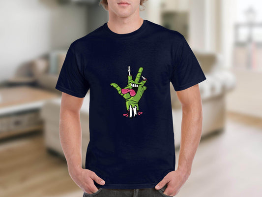 Zombie Hand Peace Sign Cool Graphic Design T-Shirt - Design & Vybe