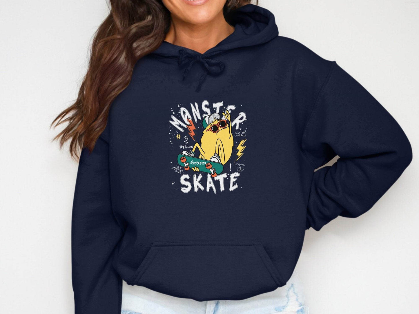 Fun Skateboarding Graphic Monster Cool Hoodie - Design & Vybe