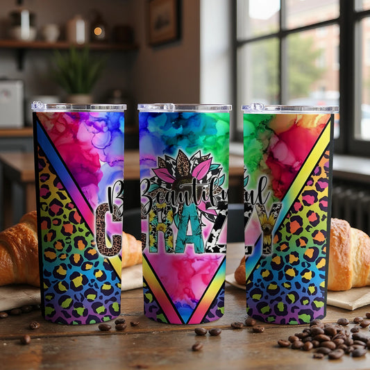 Colorful Personalized Leopard Print Tumbler Drinkware Product