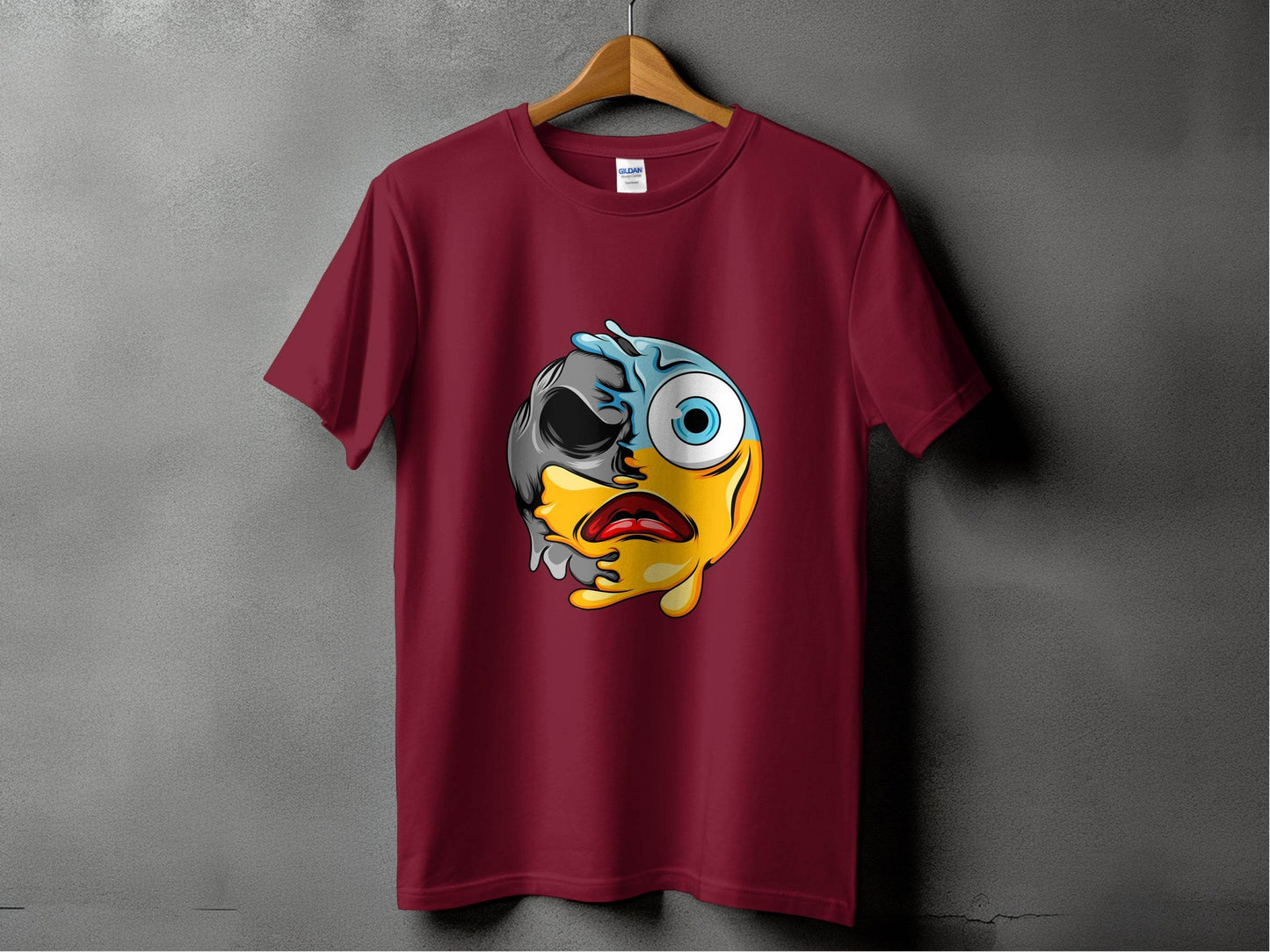 Melting Dual Face Smiley Graphic T-Shirt - Design & Vybe