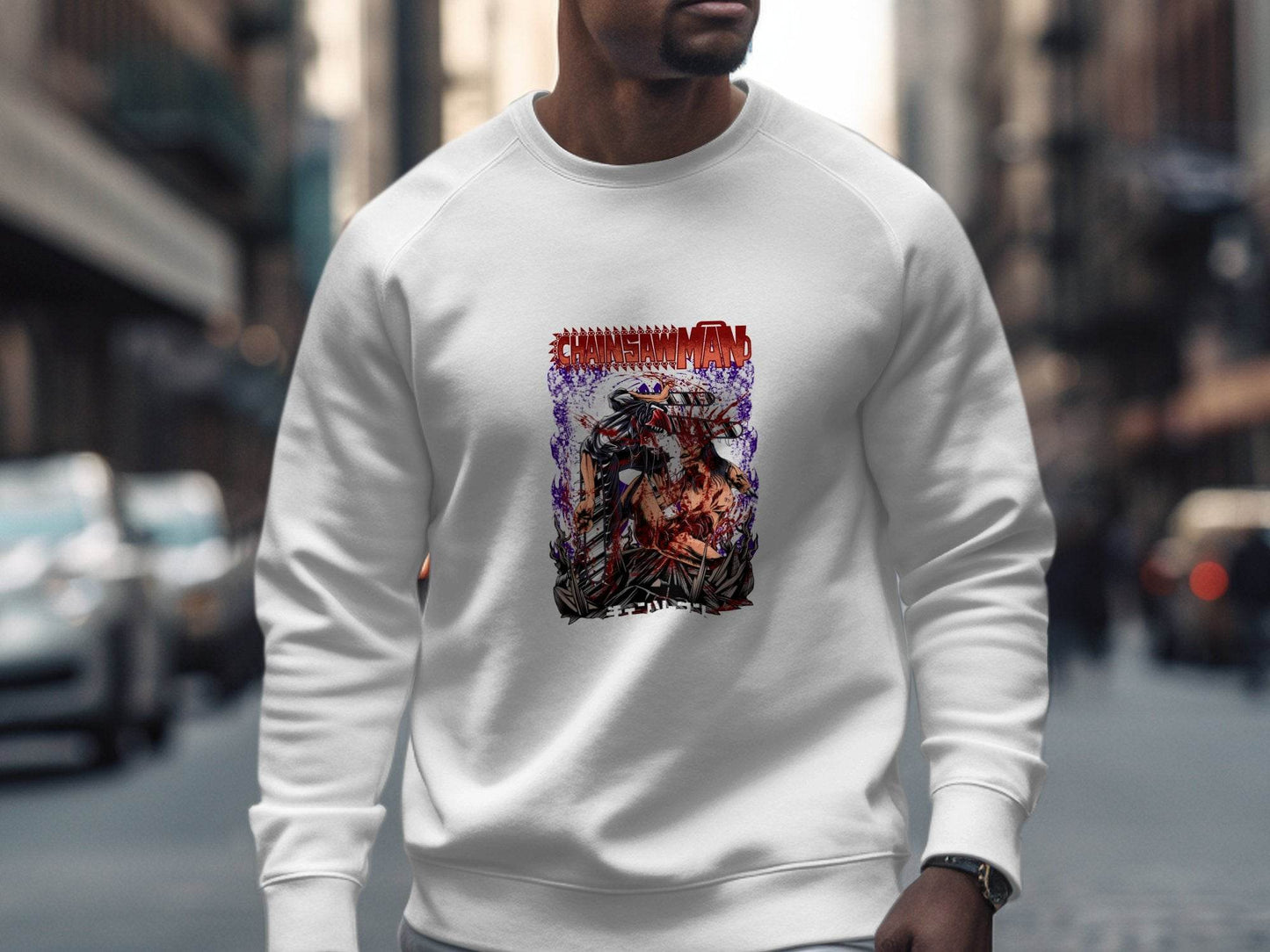 Chainsaw Man Intense Battle Graphic Anime Inspired Sweater - Design & Vybe