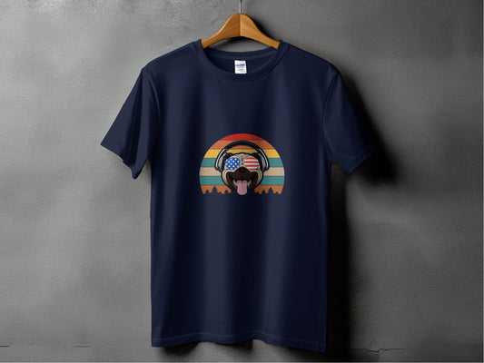 Retro Pug Dog with Headphones Graphic Tee T-Shirt - Design & Vybe