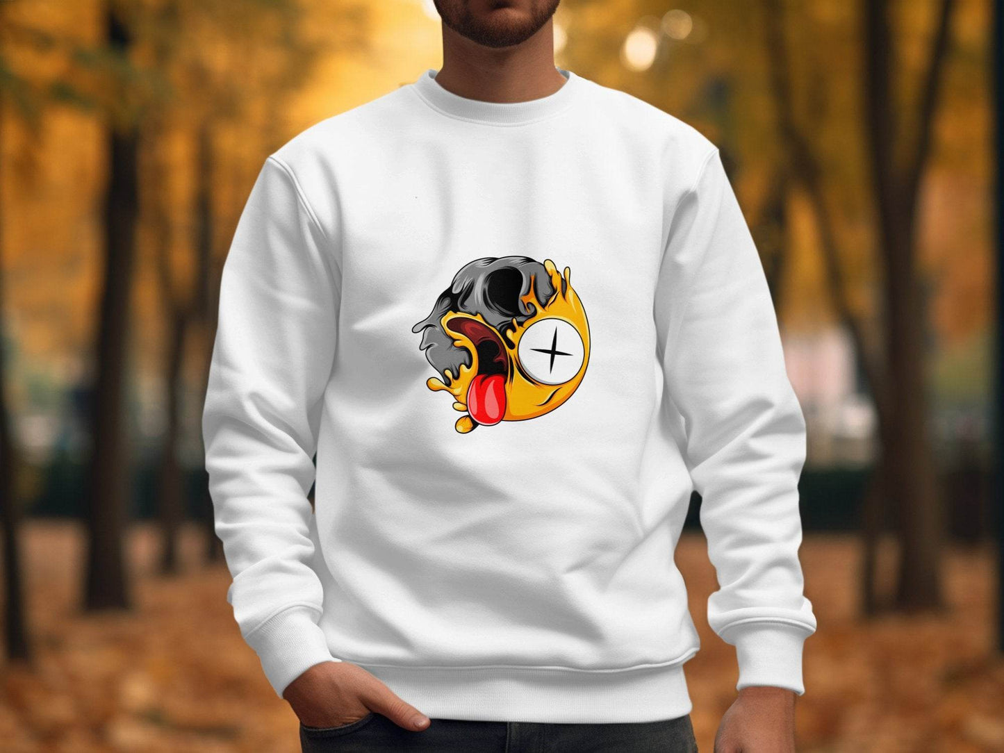 Skull Zombie Emoji Expression Creative Graphic Design Sweater - Design & Vybe