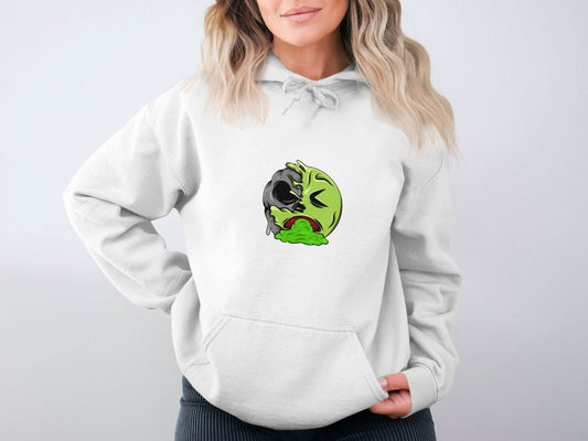 Half Zombie Half Emoji Graphic Design Illustration Hoodie - Design & Vybe