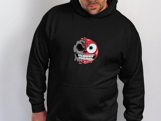 Half Skull And Cartoon Face Fun Graphic Design Hoodie - Design & Vybe