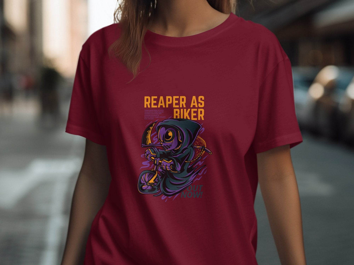 Reaper As Biker Death Riding Motorcycle Graphic T-Shirt - Design & Vybe