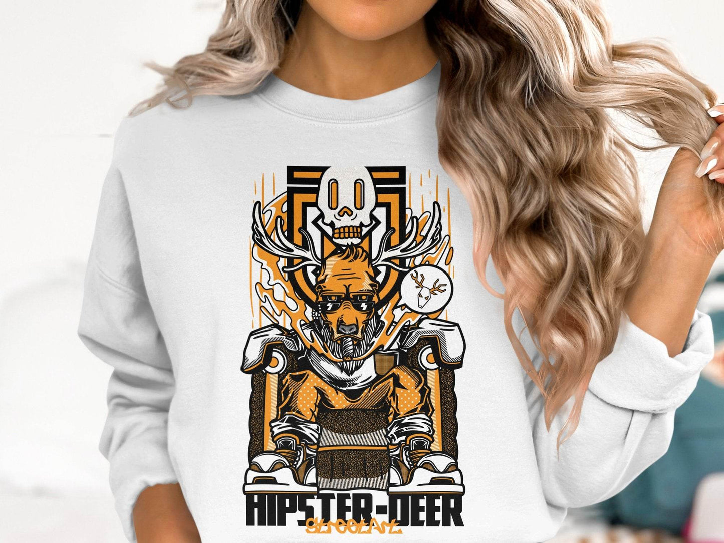 Hipster Deer Street Art Graphic Design For Casual Sweater - Design & Vybe