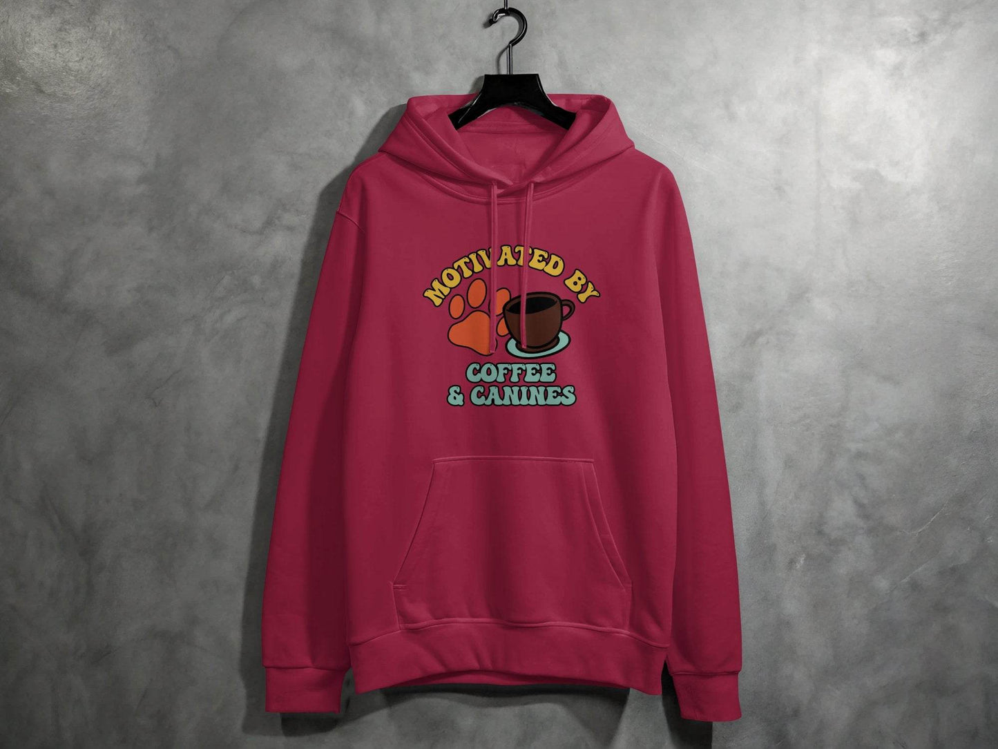 Motivated By Coffee Canines Graphic Art Novelty Hoodie - Design & Vybe