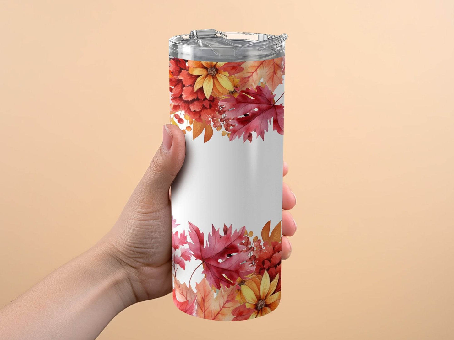 Autumn Leaves With Flowers Delightful Patterned Tumbler - Design & Vybe