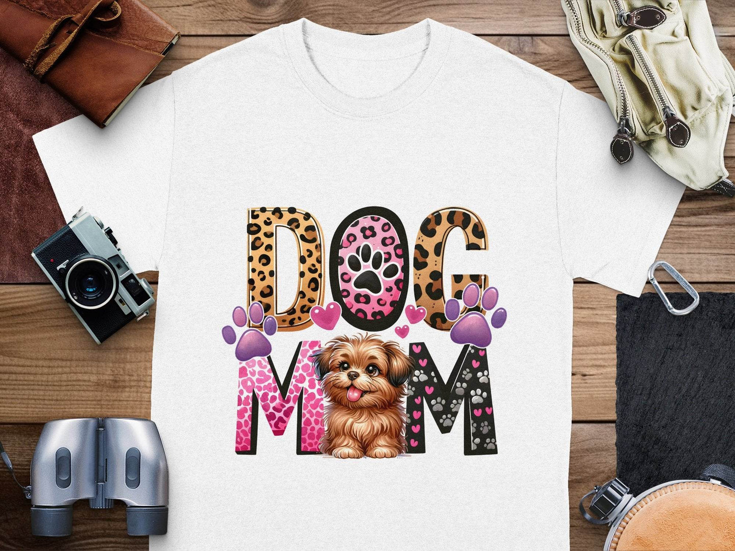 Dog Mom Cute Puppy Hearts Animal Print Design Graphic T-Shirt - Design & Vybe