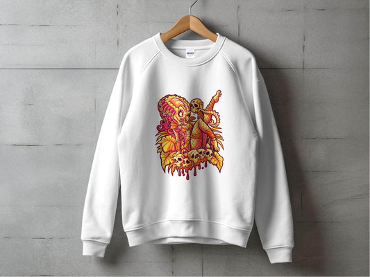 Predator Resting Atop Skulls Graphic Sweater - Design & Vybe