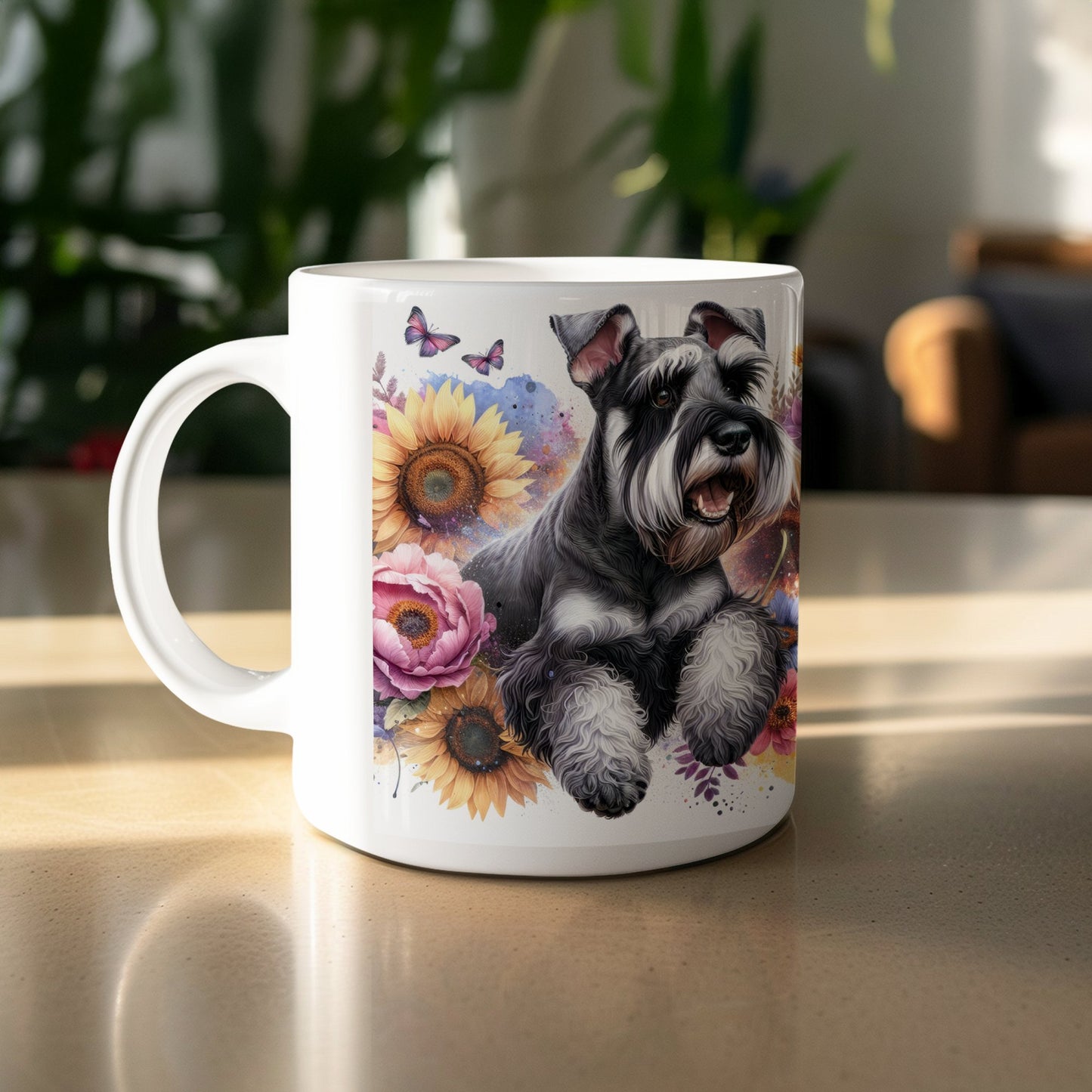 Vibrant Floral Schnauzer Design Coffee Mug product type
