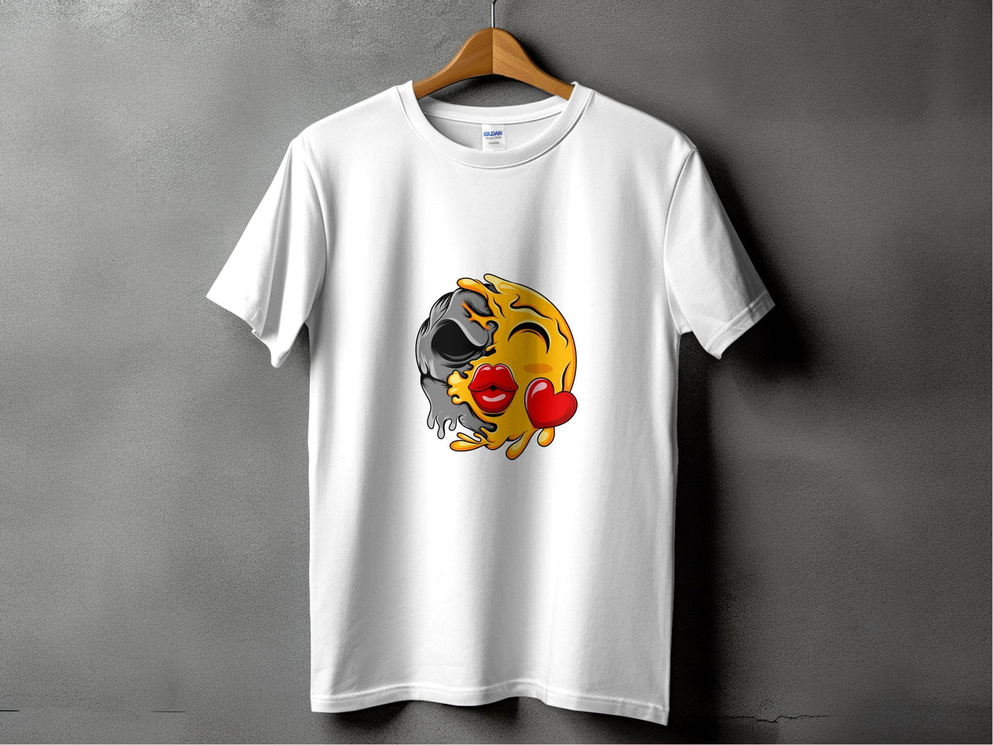 Melting Emoji Kiss with Skull Graphic Design T-Shirt - Design & Vybe