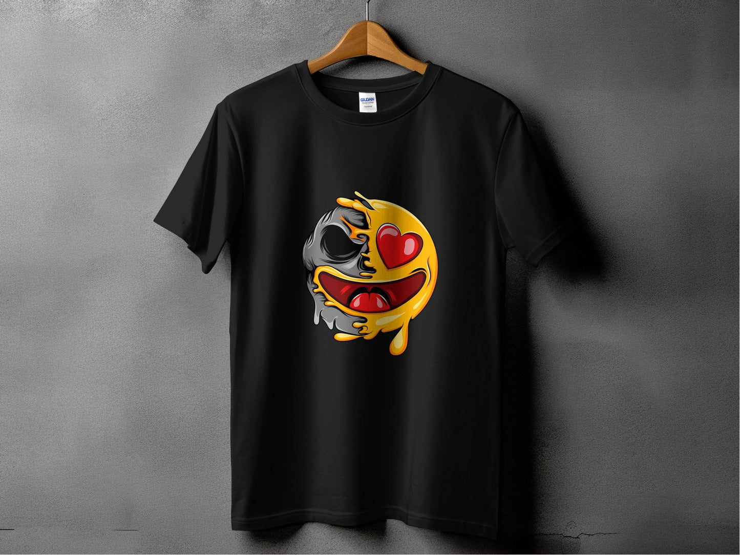 Skull Emoji with Heart Eyes Novelty Graphic T-Shirt - Design & Vybe