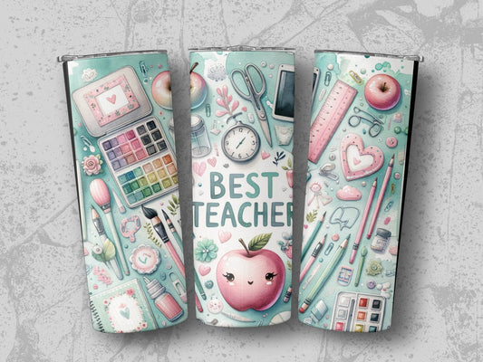 Gift For Best Teacher Design with Apples Stationery Tumbler - Design & Vybe