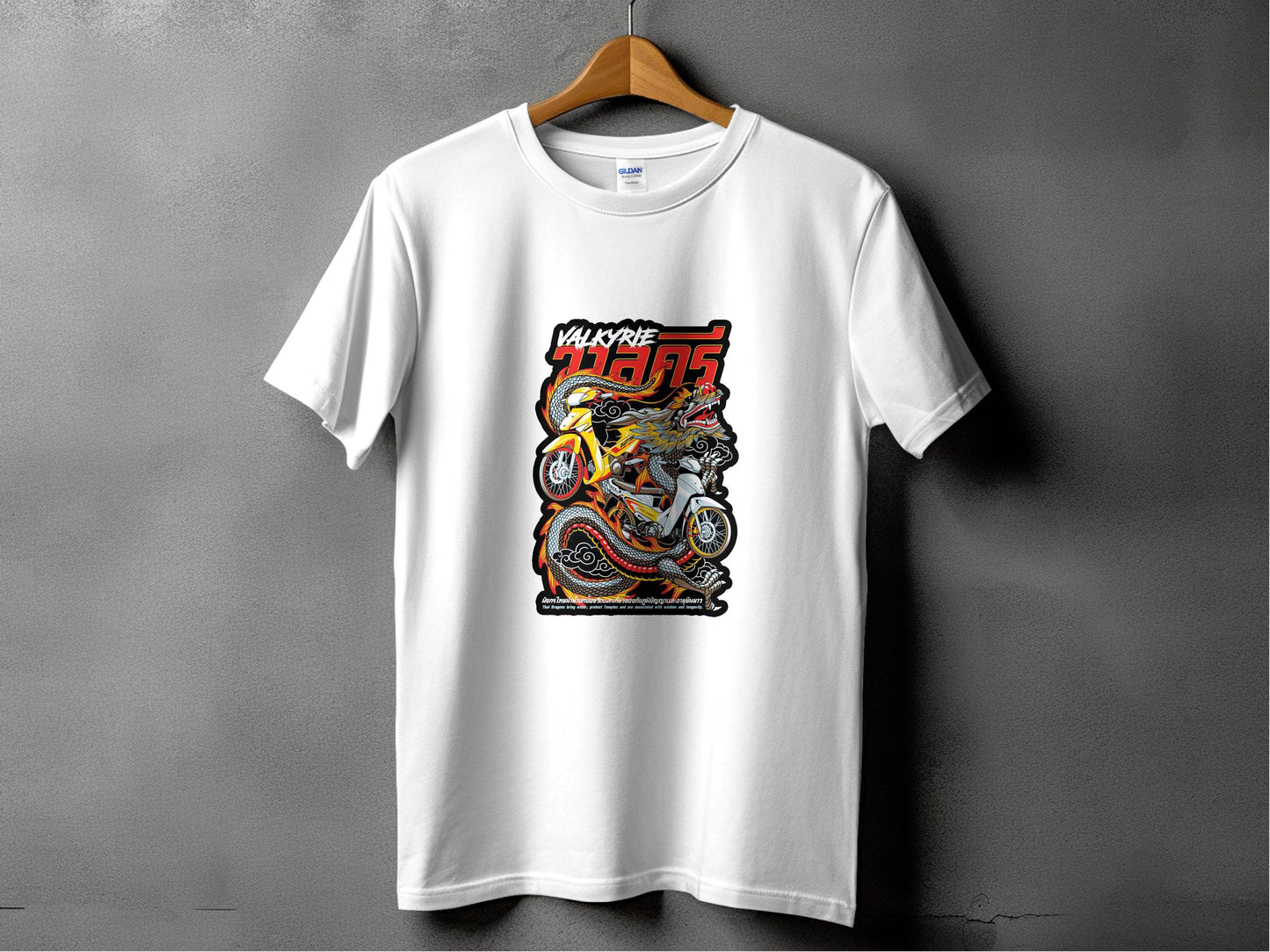 Valkyrie Dragon Motorcycle Graphic Illustration T-Shirt - Design & Vybe