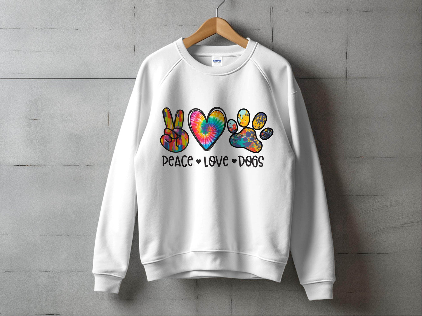 Peace Love Dogs Colorful Design Graphic Animal Lover Sweater - Design & Vybe
