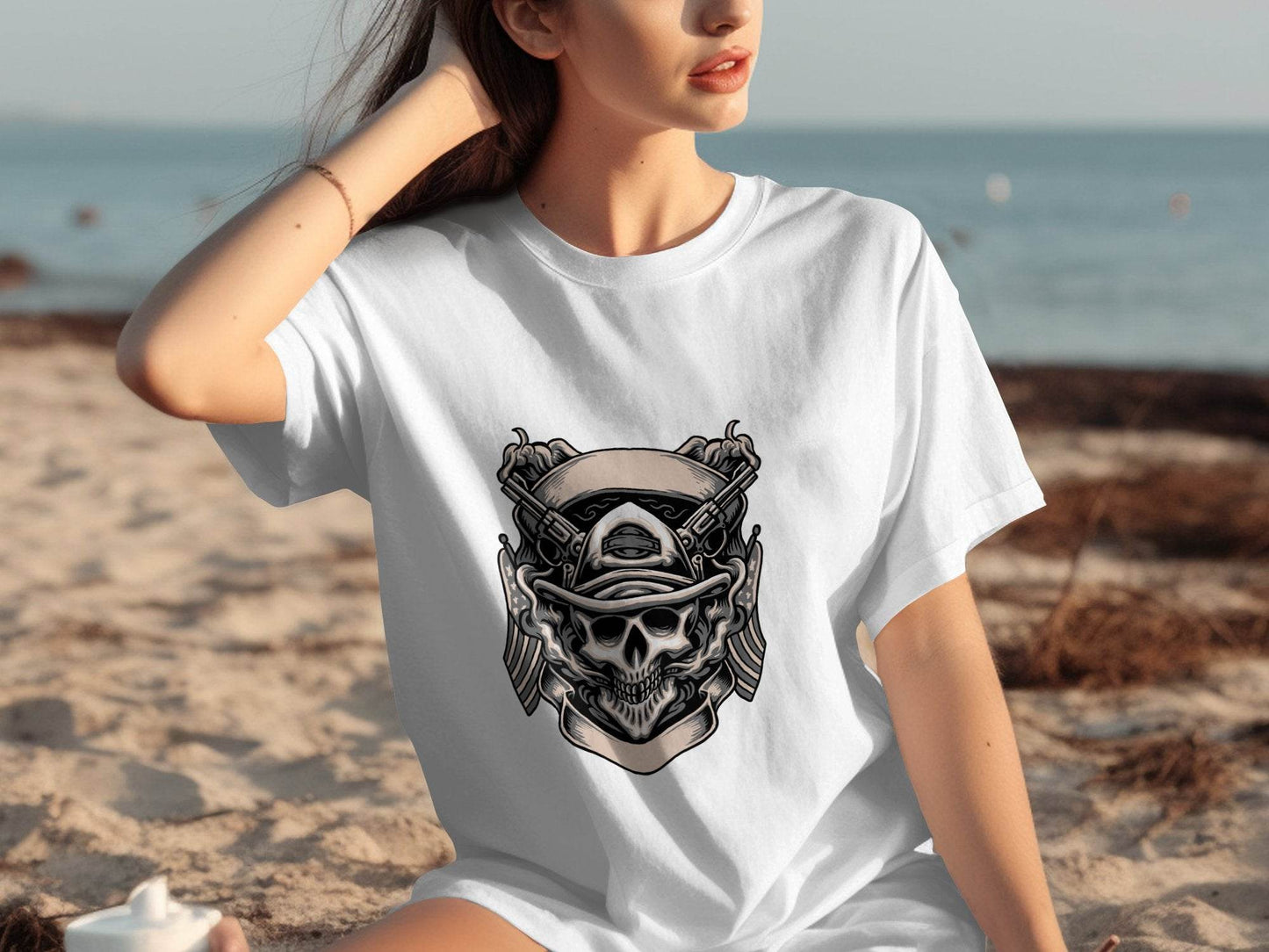 Skull with Guns and Flags Graphic T-Shirt - Design & Vybe